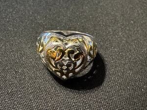 925 Vermeil Silver Open Heart Filigree Ring Size 5.5